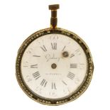 A LATE 18TH C FRENCH GALIAY A TARBES CHASED GILT WATCH, WITH ENAMEL PORTRAIT TO REVERSE++WEAR AND