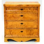 A NORTHERN EUROPEAN MAPLE CHEST OF DRAWERS, POSSIBLY SWEDISH, 82CM L, 19TH C