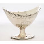 A GEORGE III BRIGHT CUT SILVER SUGAR BASKET, NO HANDLE, 12 CM H, LONDON 1809, 6OZS 9DWTS++DENTED