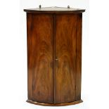 A VICTORIAN WALNUT BOW FRONTED CORNER CUPBOARD, 91CM H X 57CM W, A VICTORIAN MAHOGANY BUREAU,