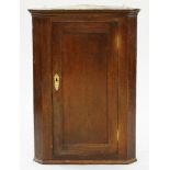 A GEORGE III OAK CORNER CUPBOARD WITH PANELLED DOOR, 96CM X 69CM, A GEORGE III OAK GATELEG TABLE,