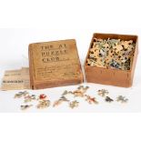 A 300 PIECE WOODEN JIGSAW IN A1 PUZZLE CLUB CARD BOX WITH LABEL OF MRS EDITH WILLIAMS (WITH NOTE '