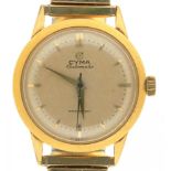 A CYMA AUTOMATIC GOLD PLATED GENTLEMAN'S WRISTWATCH, 35 MM DIAM++WATCH RUNNING