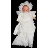 AN ARMAND MARSEILLE BISQUE HEADED DREAM BABY DOLL, PADDED BODY, 28CM H, HEAD EARLY 20TH C