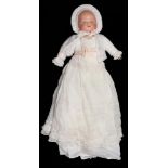 AN ARMAND MARSEILLE BISQUE HEADED DREAM BABY DOLL, PADDED BODY, 32CM H, HEAD EARLY 20TH C