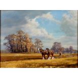 FREDERICK J. HAYCOCK, AUTUMN PLOUGHING, SIGNED AND DATED 82, OIL ON CANVAS, 44 X 60CM