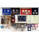 A COLLECTION OF BRITISH, BRITISH COMMONWEALTH AND FOREIGN COINS, INCLUDING SILVER, PROOF SETS,