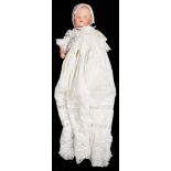 AN ARMAND MARSEILLE BISQUE HEADED DREAM BABY DOLL, BENT LIMB COMPOSITION BODY, 36CM H, EARLY 20TH C