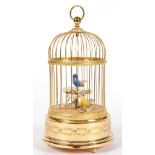 AUTOMATON. A REUGE CLOCKWORK SINGING BIRDS-IN-A-CAGE, 28CM H EXCLUDING RING, LATE 20TH C