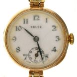 A ROLEX 9CT GOLD LADY'S WRISTWATCH, NO 22443, GOLD PLATED BRACELET++BRACELET SNAPPED