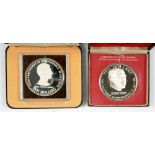 BAHAMAS, PROOF COMMEMORATIVE SILVER 10 DOLLARS 1973 AND 1978, BOTH IN CASE OF ISSUE