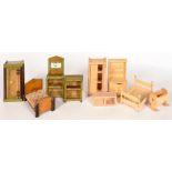 MISCELLANEOUS WOODEN AND PLASTIC DOLL'S HOUSE FURNITURE
