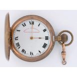 A BRASS KEYLESS LEVER WATCH, 48 MM DIAM, DIAL INSCRIBED RAILWAY TIMEKEEPER SPECIALLY EXAMINED