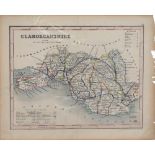 EIGHT VARIOUS 19TH C ENGLISH AND WELSH COUNTY MAPS, HAND COLOURED ENGRAVINGS OR LITHOGRAPHS, VARIOUS