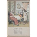 A SET OF FOUR VICTORIAN ILLUSTRATIONS OF CHILDREN AFTER KATE GREENAWAY, PRINTED IN COLOUR, C1890, IN