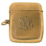 A MONOGRAMMED 9CT GOLD MATCH CASE, BIRMINGHAM 1930, MAKER C&S, 17G++DENTS AND LIGHT WEAR