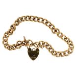 A 9CT GOLD BRACELET AND PADLOCK, 17G++GOOD CONDITION