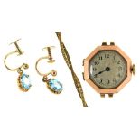 A 9CT GOLD LADY'S WRISTWATCH, IMPORT MARKED GLASGOW 1931, CASEMAKER WWC, A 9CT GOLD BRACELET AND A