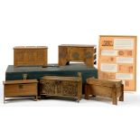 MINIATURE FURNITURE. A GROUP OF FIVE WOODEN MODELS TO ILLUSTRATE THE EVOLUTION OF THE ENGLISH