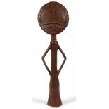 TRIBAL ART. AN ASHANTI WOOD DOLL, GHANA, 62CM H