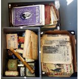 MISCELLANEOUS PRINTED EPHEMERA, TO INCLUDE CORONATION SOUVENIRS, BRITISH NEWSPAPERS, BISCUIT TINS,