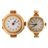 TWO 9CT GOLD LADY'S WRISTWATCHES, ON GOLD BRACELETS, 42G, CASED++LIGHT WEAR CONSISTENT WITH AGE