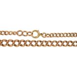 A 9CT GOLD GRADUATED CURB LINK CHAIN, LINKS INDIVIDUALLY MARKED, 45 CM, 34.5G++IN GOOD CONDITION,