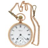 A 9CT GOLD CASED KEYLESS LEVER WATCH, 45 MM DIAM, DIAL INSCRIBED WALTHAM USA, CHESTER 1929, ON A