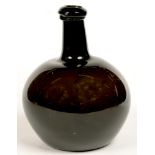 A GLOBULAR GLASS STORAGE BOTTLE, GLASS TIPPED PONTIL SCAR, 24CM H, EARLY 19TH C