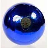 A VICTORIAN GLASS WITCHES BALL, 11CM D