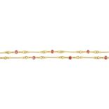 A RUBY SET 18CT GOLD NECKLACE, 48 CM L, 13G++GOOD CONDITION