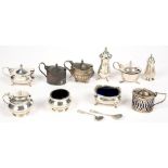 MISCELLANEOUS SILVER CONDIMENTS, VICTORIAN AND LATER, 16OZS 16DWTS++TARNISHED