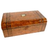 A VICTORIAN WALNUT AND INLAID WRITING BOX, WITH FITTED INTERIOR, 40CM L