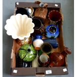 MISCELLANEOUS STUDIO POTTERY AND GLASS WARE