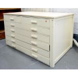 A PAINTED PINE PLAN CHEST, C1930 WITH LATER TOP, 83CM H; 130 X 94CM