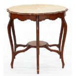 AN EARLY 20TH C MAHOGANY SIX LEGGED OCCASIONAL TABLE, 72CM H X 76CM D