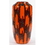 A 1960'S GERMAN POTTERY 'LAVA WARE' ORANGE GROUND VASE, 44CM H