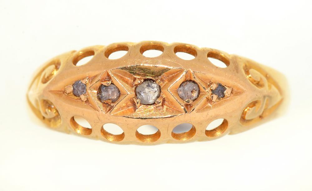 A ROSE CUT DIAMOND RING, IN 18CT GOLD, CHESTER 1908, 1.5G, SIZE M++IN GOOD CONDITION, WITH LIGHT