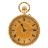 A FOLIATE ENGRAVED GOLD LADY'S WATCH, MARKED 14K, NO 108827, 30G++IN GOOD CONDITION, WITH LIGHT WEAR