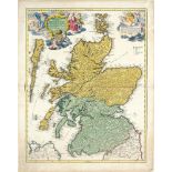 EMMANUEL BOWEN, NOTTINGHAMSHIRE, DOUBLE PAGE ENGRAVED MAP, HAND COLOURED LG ENGLISH ATLAS CIRCA