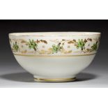 A PINXTON SLOP BASIN, 1796-1813, pattern 312, with trailing gilt border of green flowers, 16cm