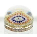 AN ENGLISH GLASS CONCENTRIC MILLEFIORI PAPERWEIGHT, 6CM H, 19TH C, RIM CHIPPED