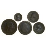 A 'CARTWHEEL' PENNY AND TWOPENCE 1797 AND THREE OTHER COINS