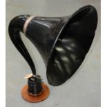 A BLACK PAINTED GRAMOPHONE HORN LOUDSPEAKER BY THE MAGNAVOX COMPANY OAKLAND CALIFORNIA U.S.A, C1930,