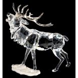 A SWAROVSKI GLASS STAG, 14CM H, BOXED