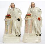 TWO STAFFORDSHIRE FLATBACK FIGURES OF WILLIAM SHAKESPEARE, 47CM H, 19TH C