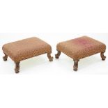 A PAIR OF VICTORIAN BEECH FOOT STOOLS, 19CM H; 40 X 32CM