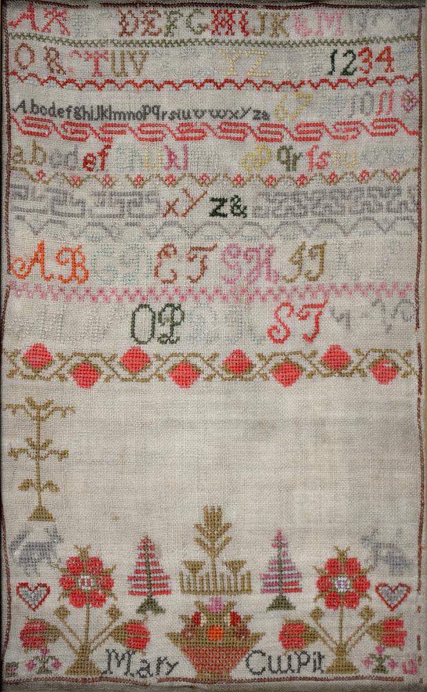 A VICTORIAN LINEN SAMPLER, WORKED BY FLORENCE ROBINSON NEWTON AGED 19 YEARS, 1876, 39 X 30CM AND - Bild 2 aus 2