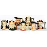 A SET OF ROYAL DOULTON CHARACTER JUGS OF HENRY VIII AND HIS SIX WIVES, 16.5CM H AND CIRCA, PRINTED