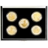 UNITED KINGDOM PROOF SILVER BRITANNIA GOLD AND SILHOUETTE COLLECTION FIVE COIN SET 2006, CASED